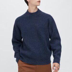 Uniqlo Mock Neck Navy Blue Sweater Men's S